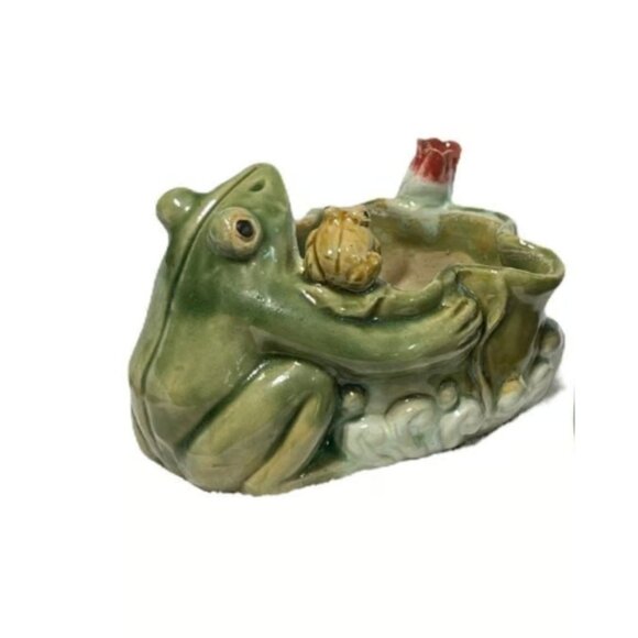 Green Glazed Frog Planter Pot - Picture 12 of 14